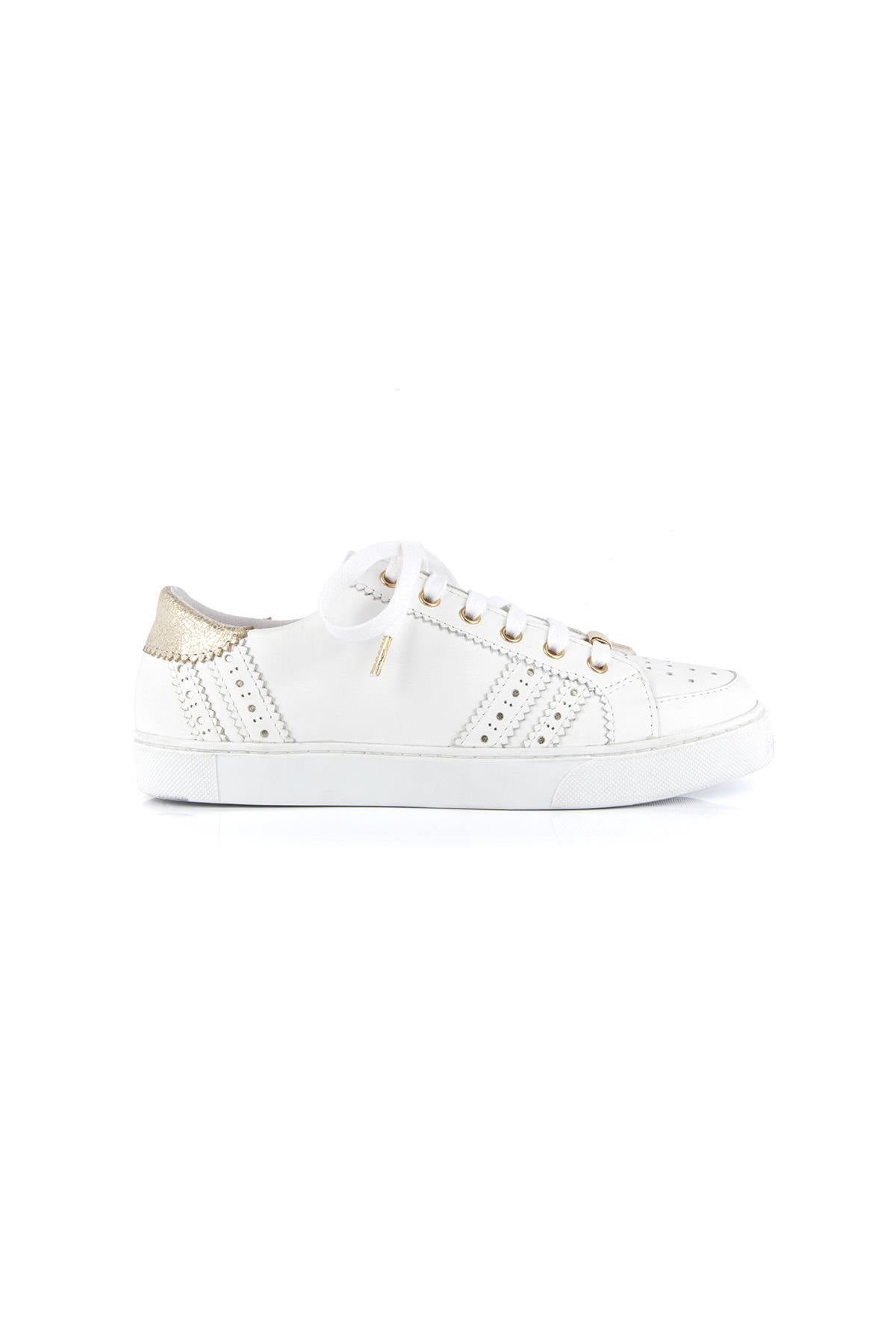 Women's white leather sneakers - Image n°3