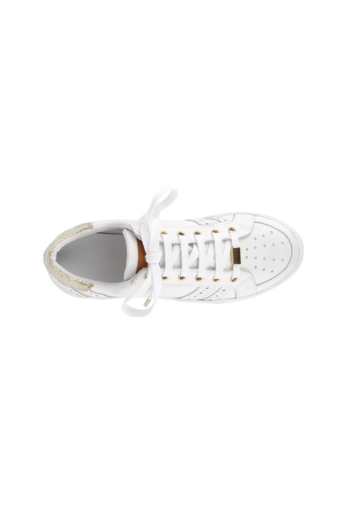 Women's white leather sneakers - Image n°4