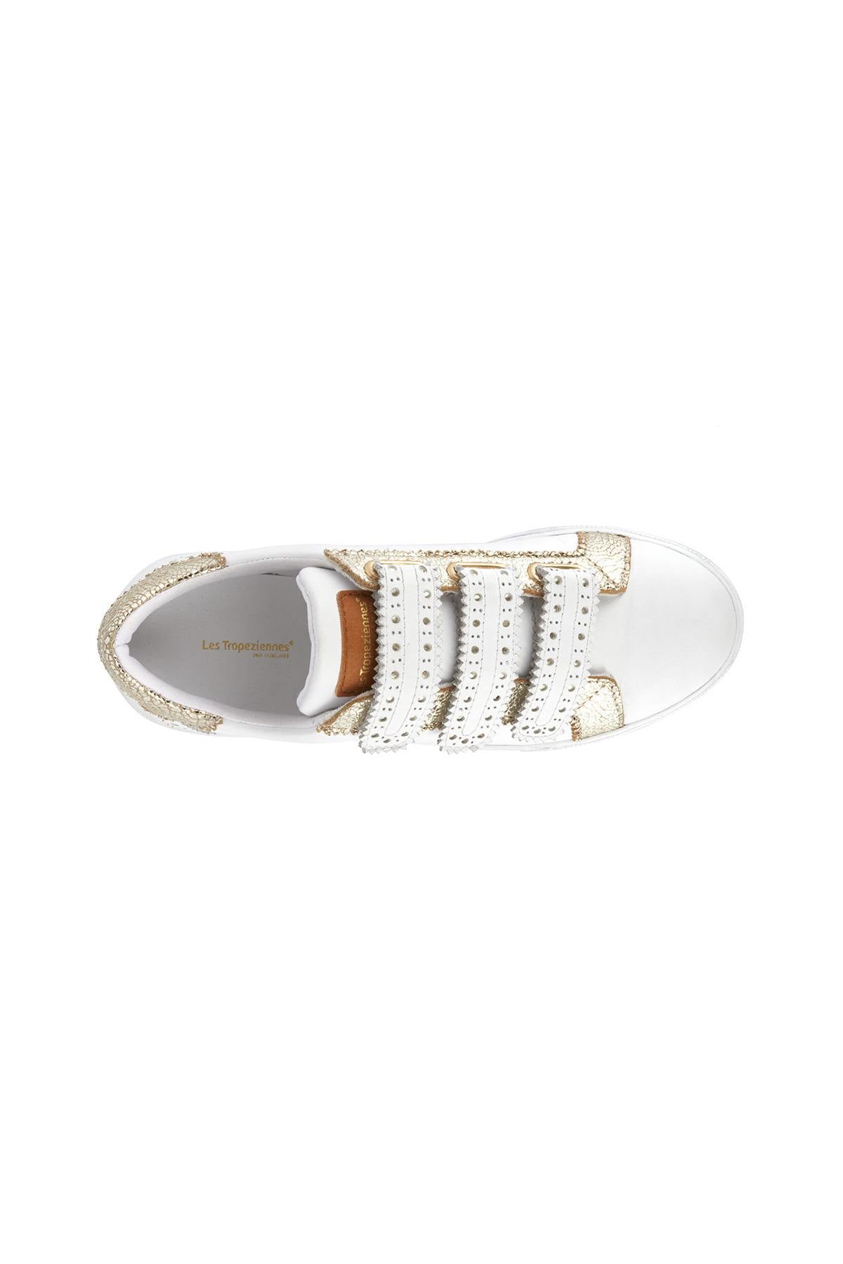 White and gold leather sneakers - Image n°4
