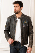 Vintage distressed leather biker jacket - Image n°8