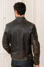 Vintage distressed leather biker jacket - Image n°5