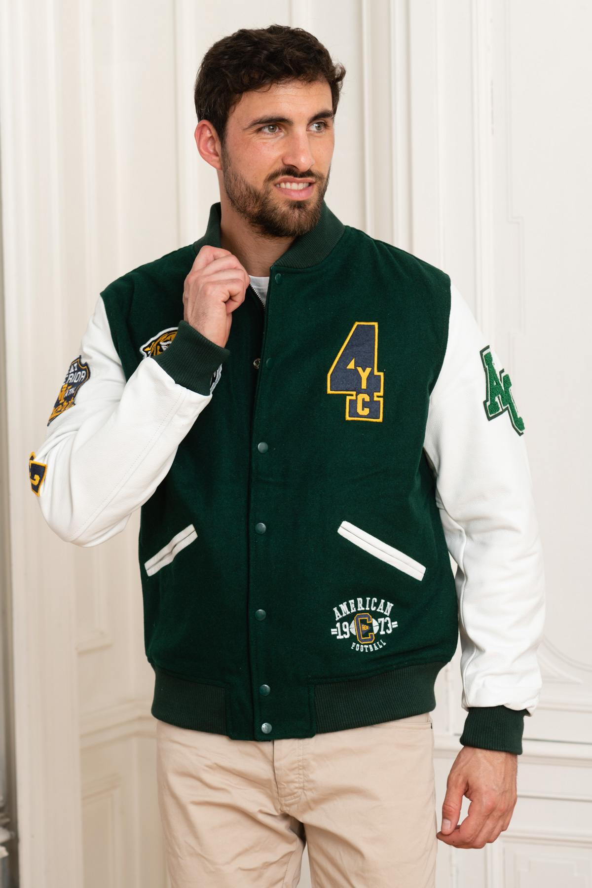 White and green US varsity teddy - Image n°4