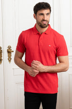 Plain brick red polo shirt - Image n°1