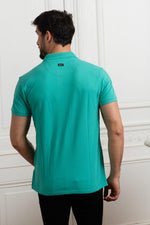 Men's plain green polo shirt - Image n°2