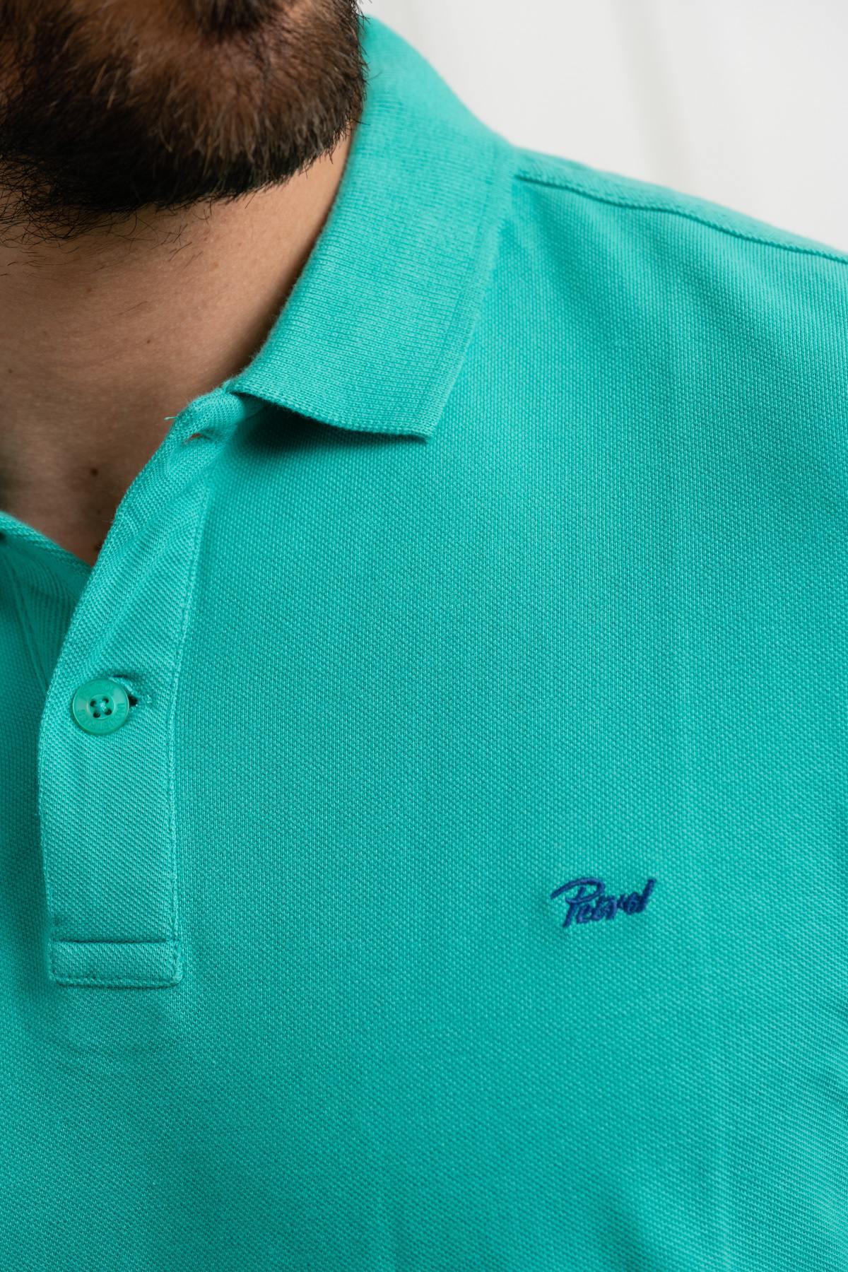 Men's plain green polo shirt - Image n°3