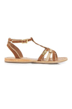 Barefoot sandal in tan and gold leather - Image n°2
