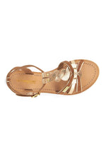 Barefoot sandal in tan and gold leather - Image n°3
