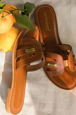 100% brown leather mules - Image n°1