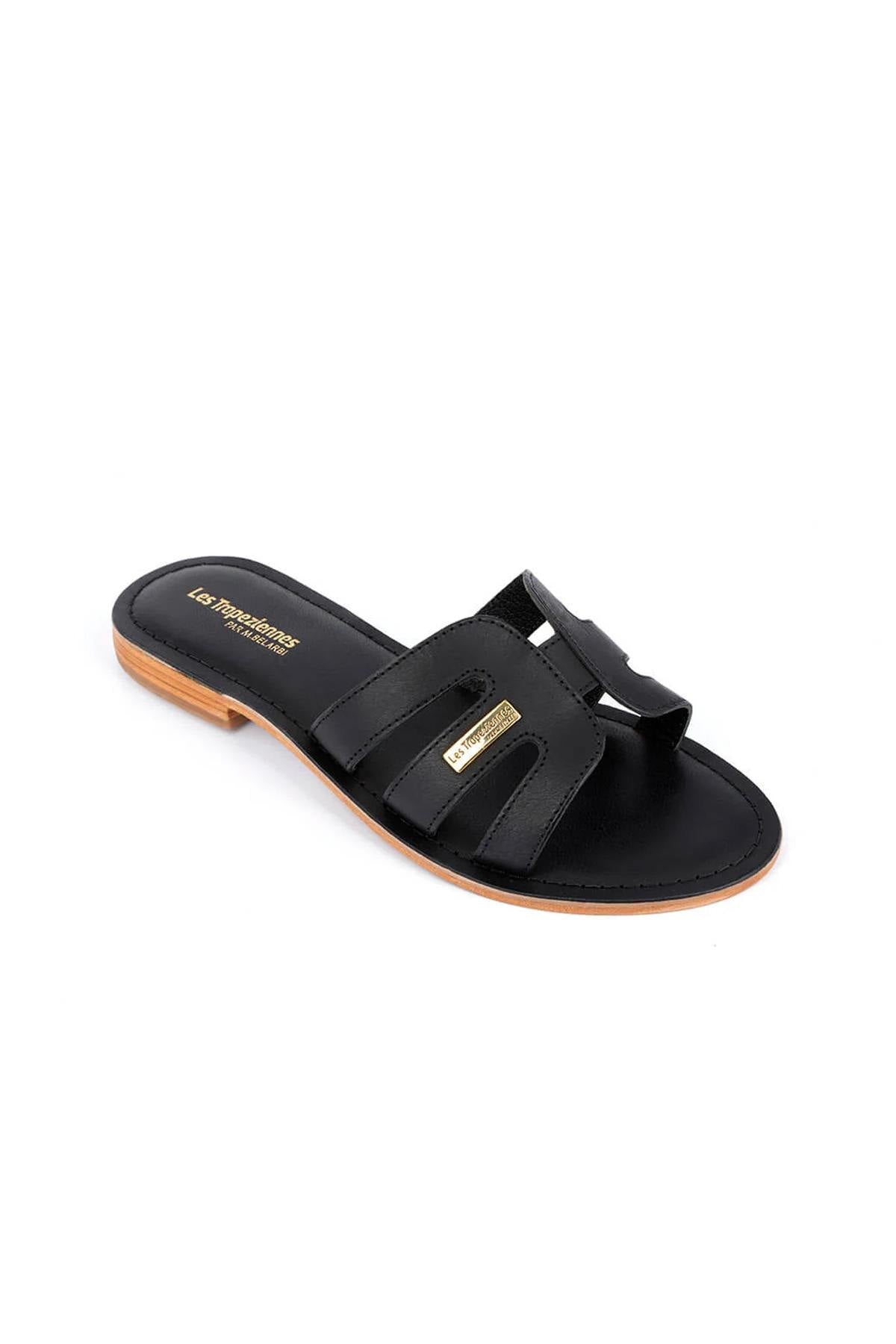 Black full leather mules - Image n°1