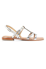 Sandals all in silver snake-effect leather - Image n°3