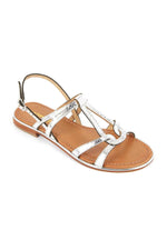 Sandals all in silver snake-effect leather - Image n°2