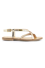 Gold-colored flat sandals - Image n°2