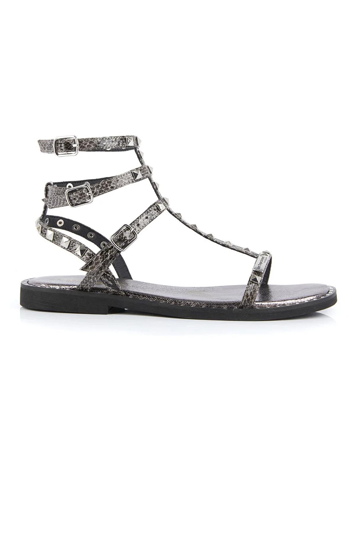 Gray studded gladiator sandals - Image n°3