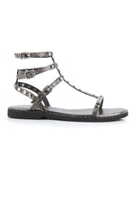 Gray studded gladiator sandals - Image n°3