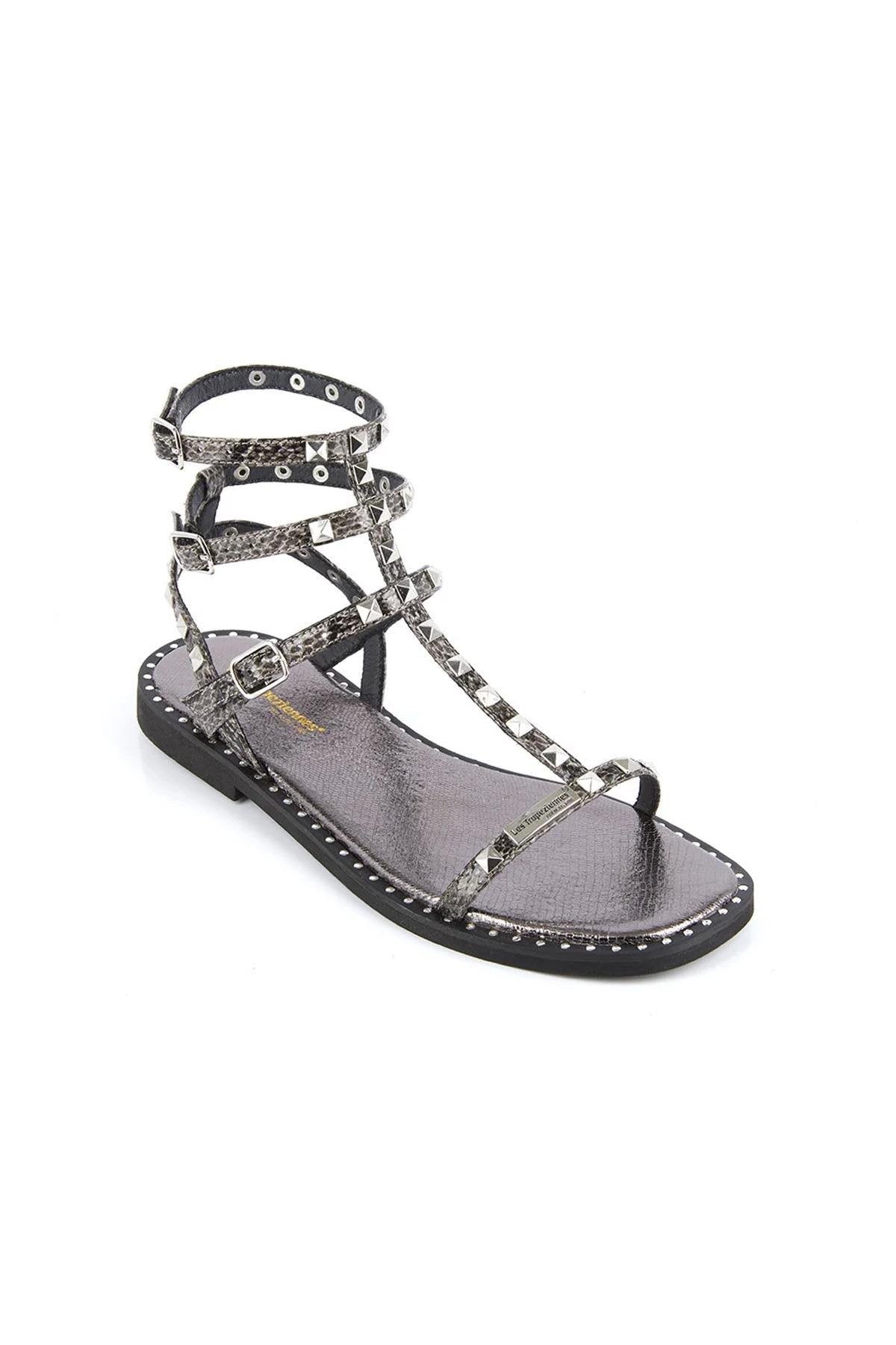 Gray studded gladiator sandals - Image n°1