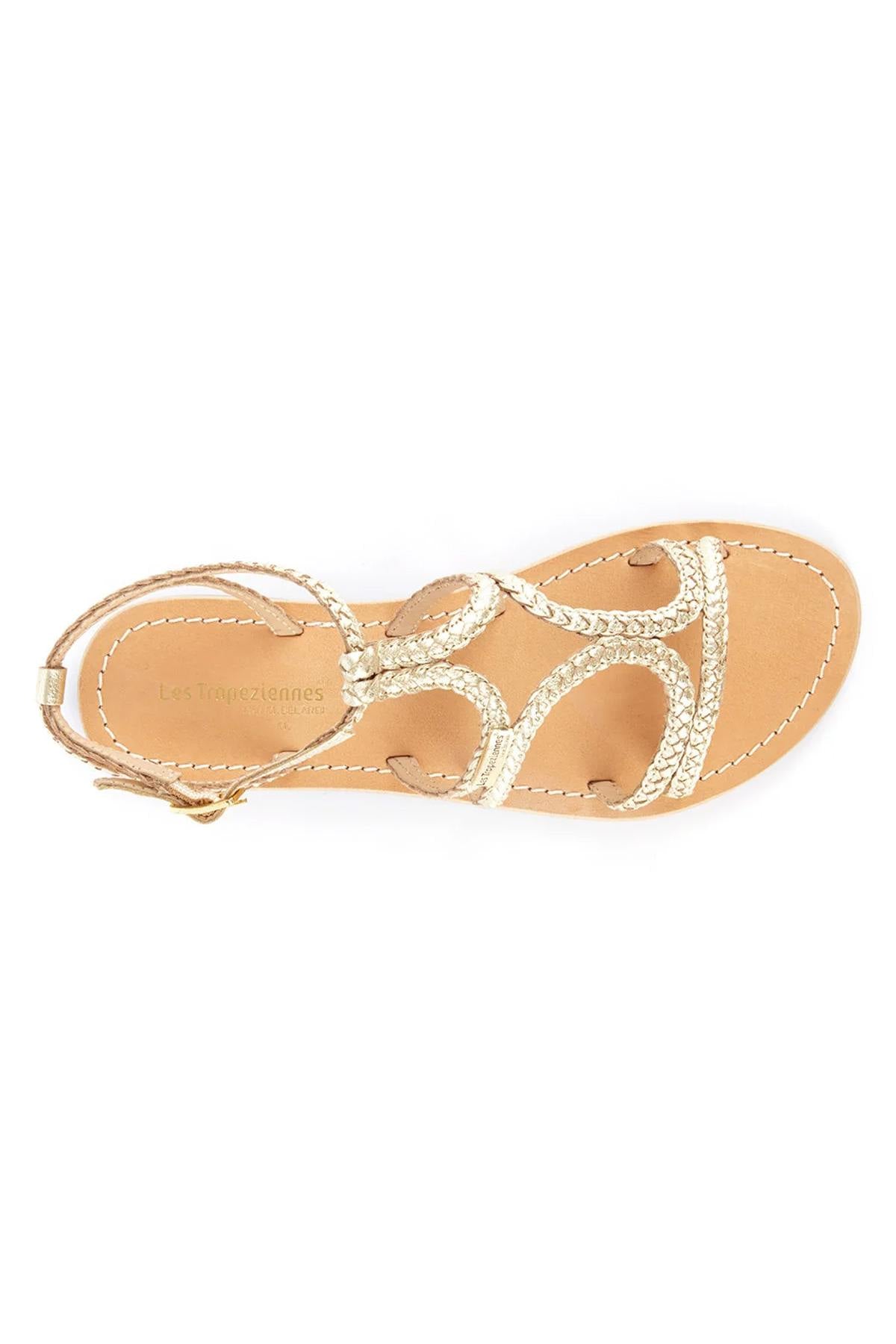 Women's mules in woven gold leather - Image n°3