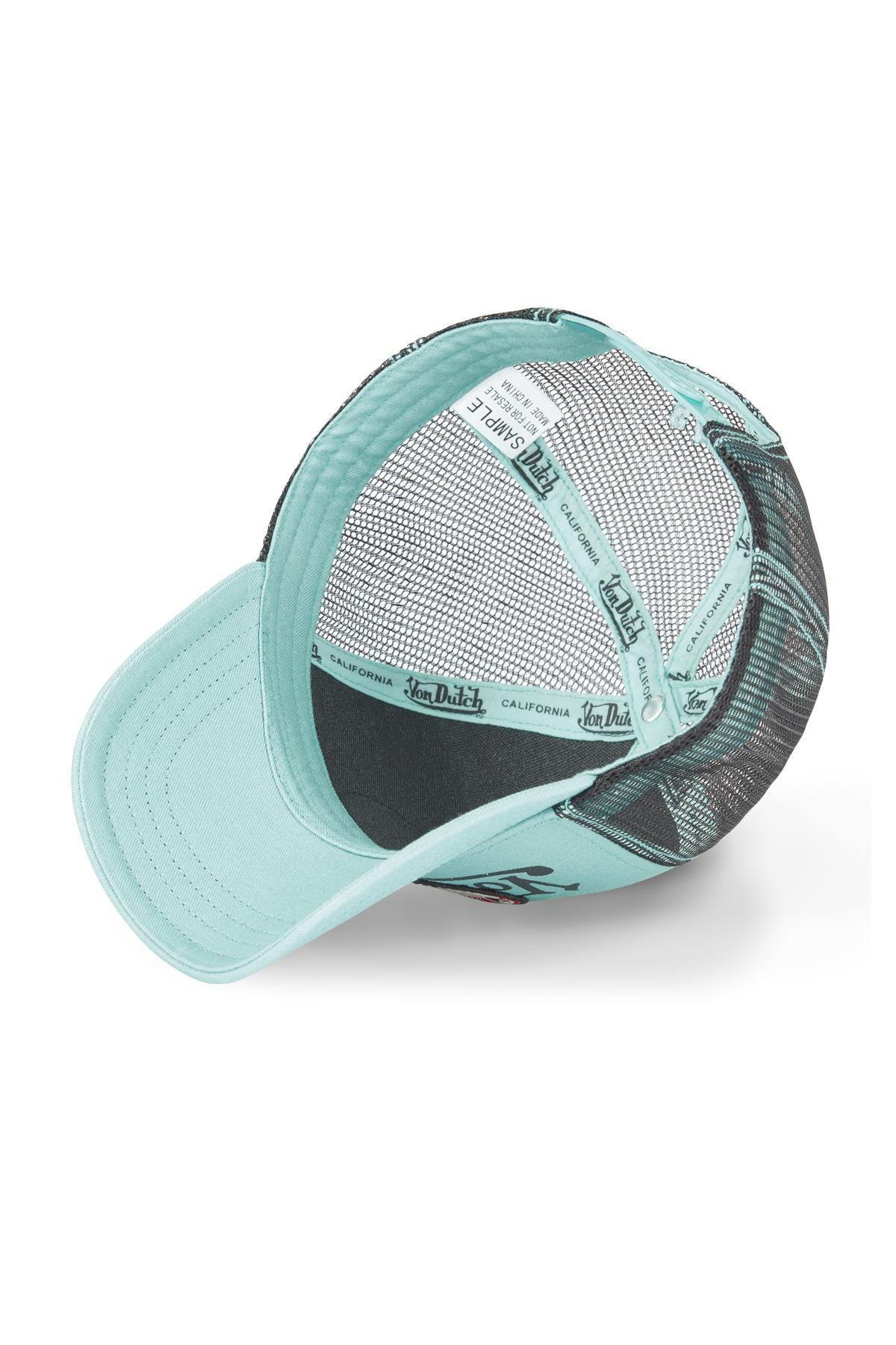 Sky blue wolf pattern biker cap - Image n°3