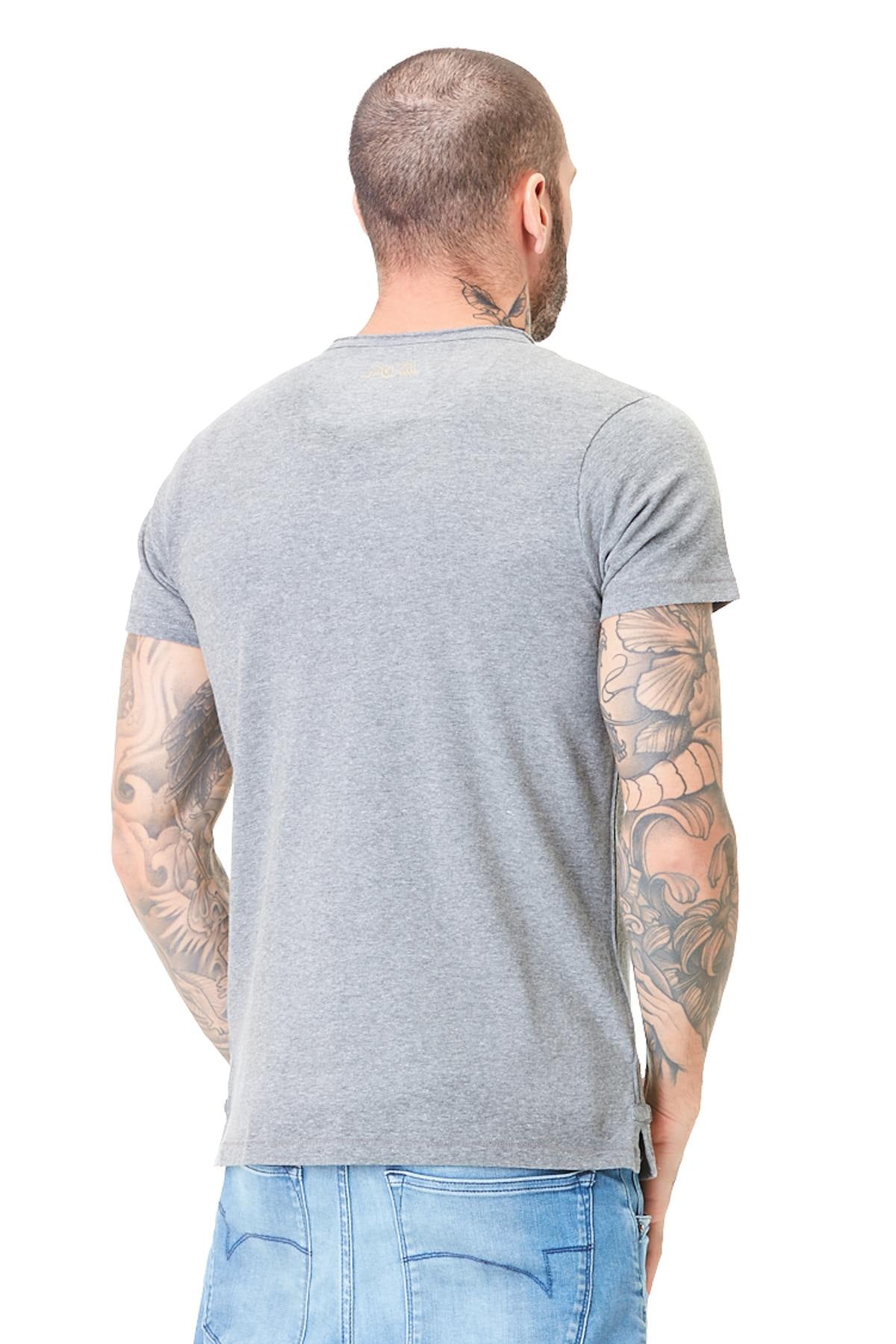 Heather gray t-shirt with red chest logo - Image n°2