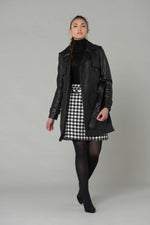 Long black leather trench jacket - Image n°7