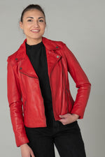 Women's red leather perfecto - Image n°5