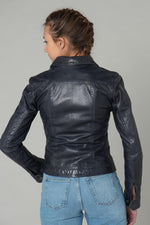 Dark Blue Leather Jacket - Image n°5