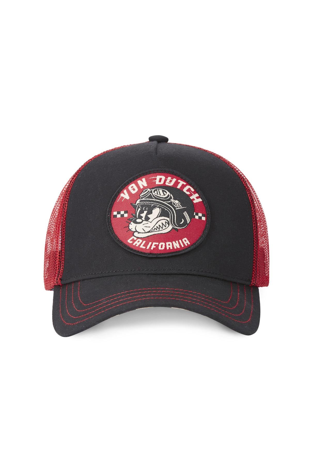 Black and red cat biker cap - Image n°2