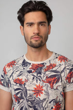 Men's short-sleeved floral print t-shirt - Image n°2