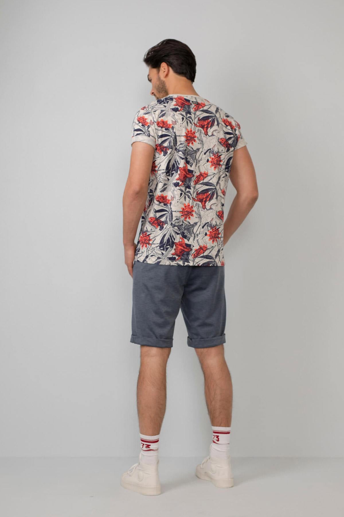 Men's short-sleeved floral print t-shirt - Image n°3