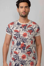 Men's short-sleeved floral print t-shirt - Image n°1