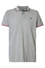 Heather gray polo shirt in stretch cotton - Image n°4
