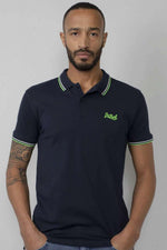 Men's navy blue cotton polo shirt - Image n°1