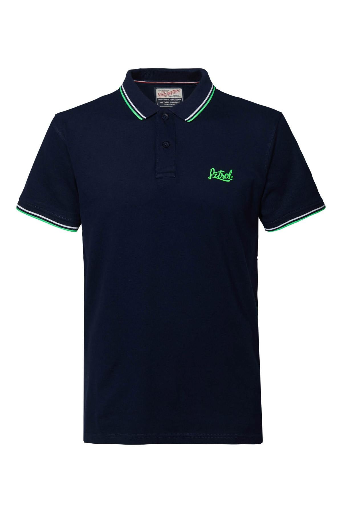 Men's navy blue cotton polo shirt - Image n°5