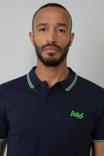 Men's navy blue cotton polo shirt - Image n°4