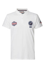 White polo shirt with patches - Image n°1