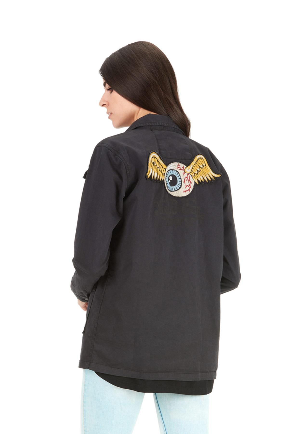 Women's dark gray military jacket - Image n°2