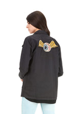 Women's dark gray military jacket - Image n°2
