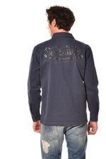 Navy blue military shirt jacket - Image n°2