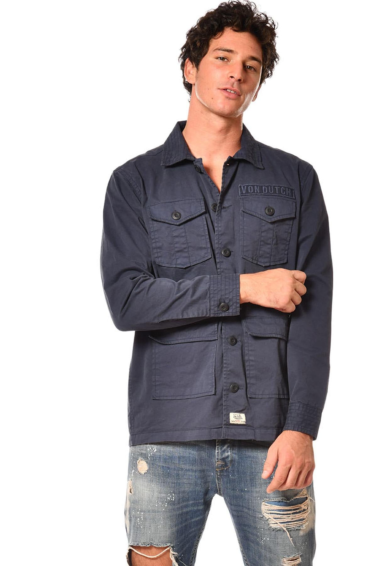 Navy blue military shirt jacket - Image n°3