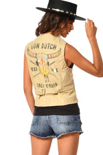 Beige sleeveless tailored vest - Image n°2