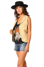 Beige sleeveless tailored vest - Image n°3