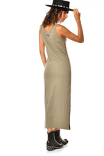 Long khaki women's dress - Image n°2