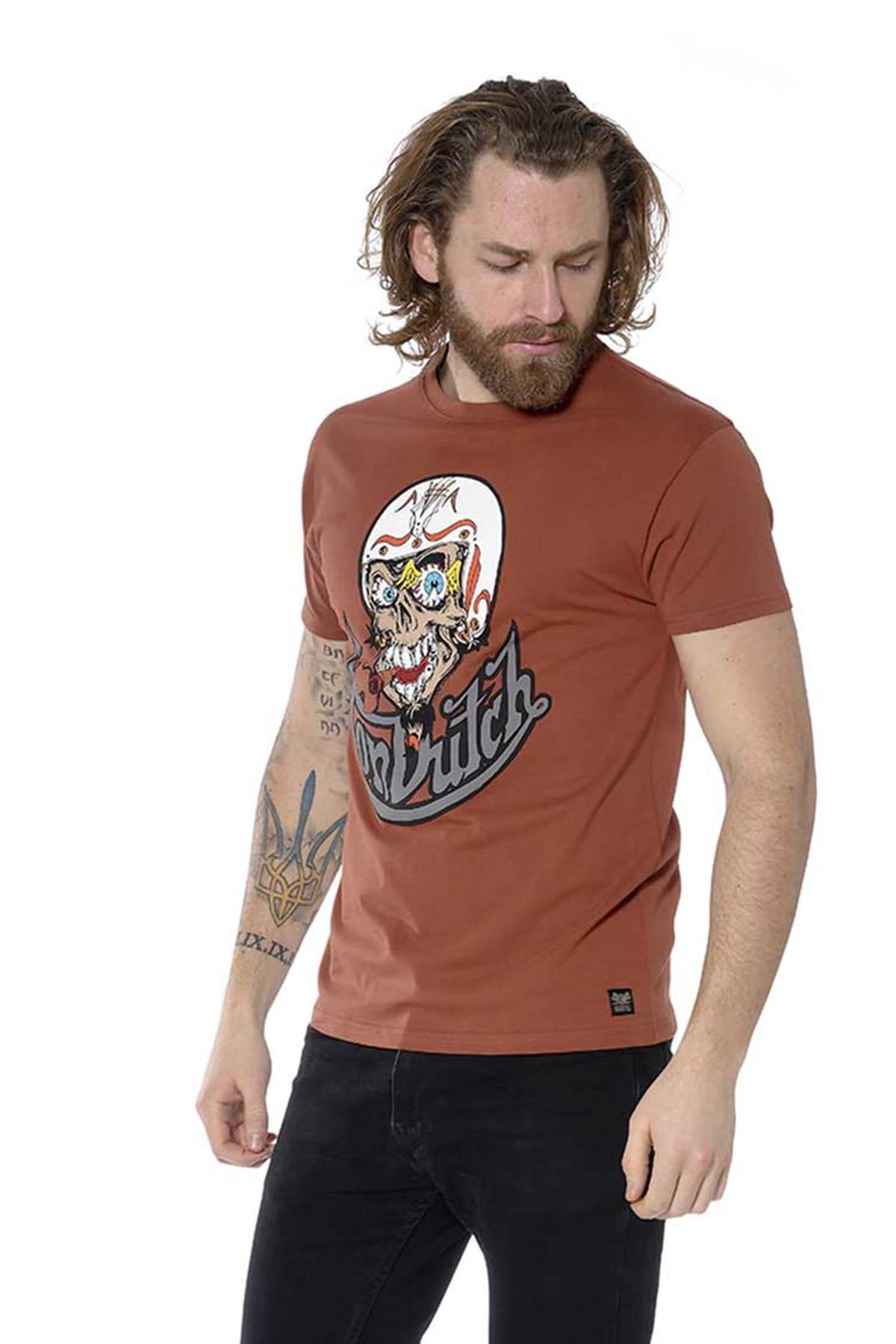 Men's rust-colored biker t-shirt - Image n°3