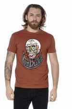 Men's rust-colored biker t-shirt - Image n°1