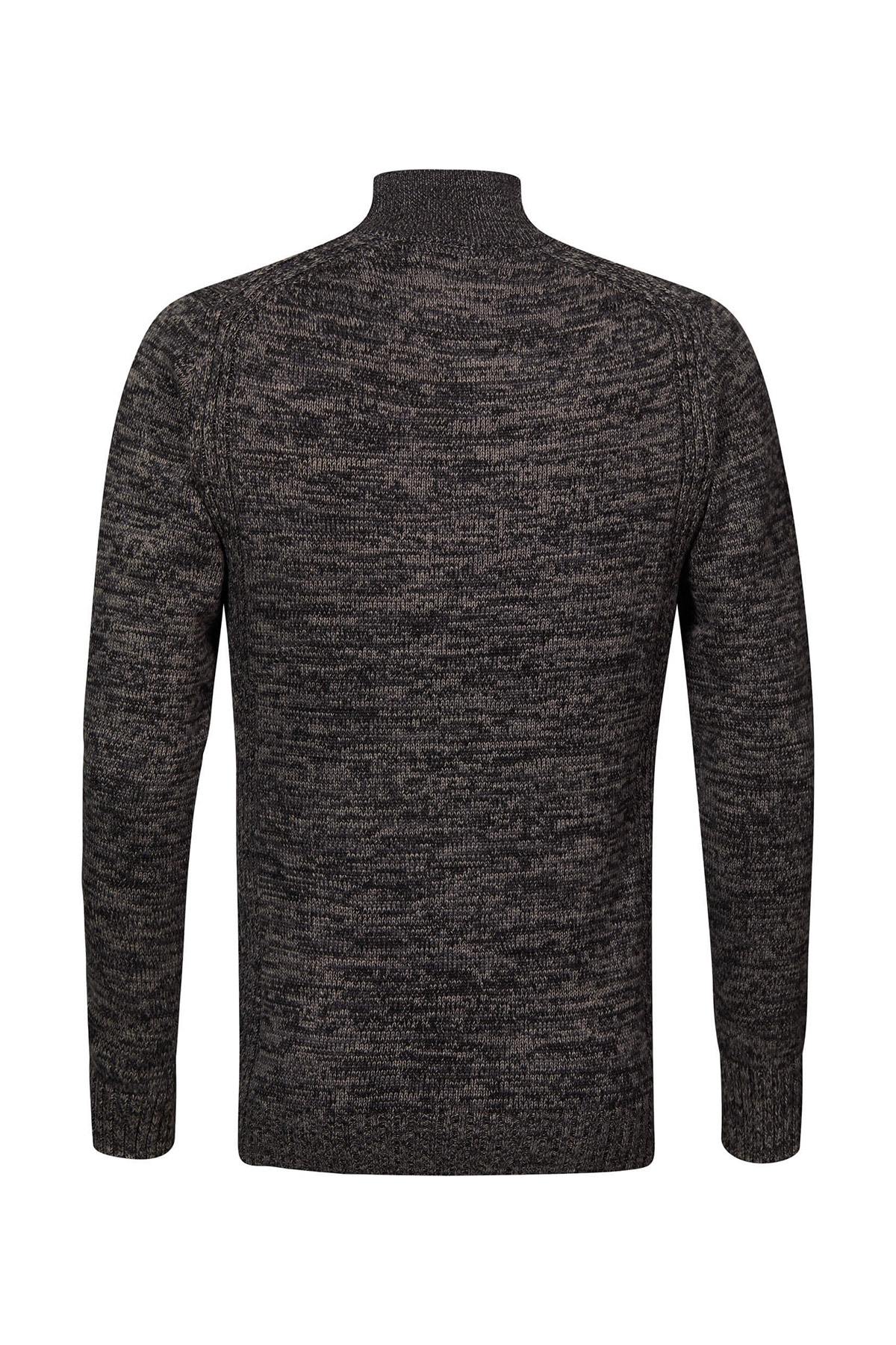 Dark gray knitted heather sweater - Image n°7