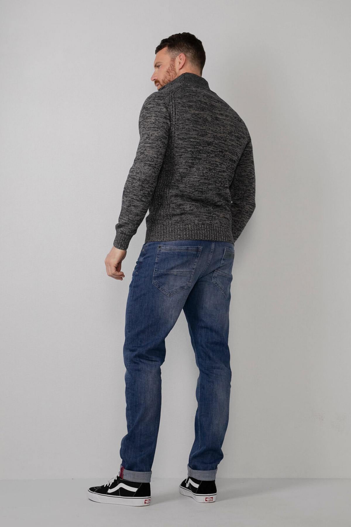 Dark gray knitted heather sweater - Image n°5