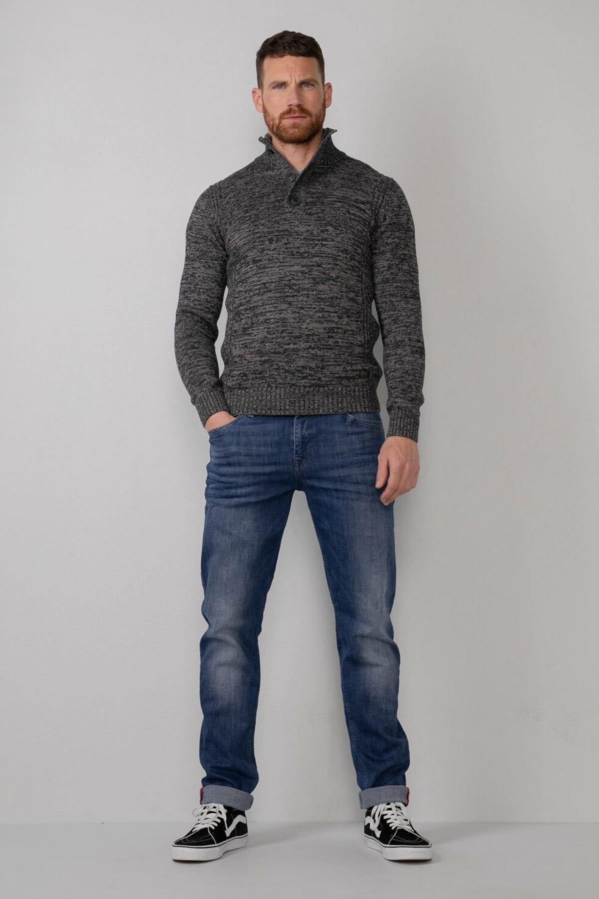 Dark gray knitted heather sweater - Image n°2