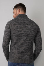 Dark gray knitted heather sweater - Image n°3