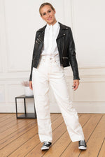 Perfecto style jacket in genuine leather - Image n°3