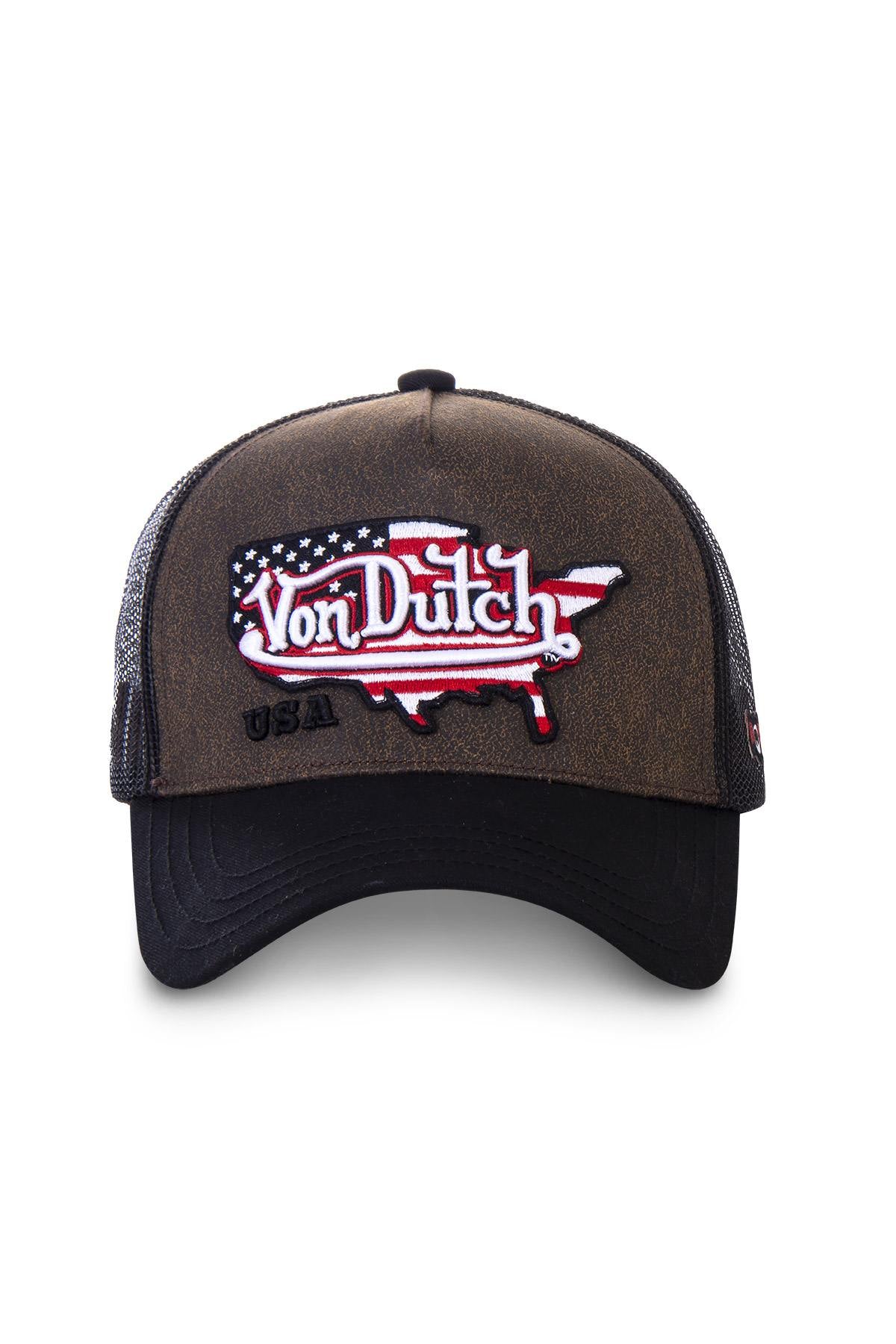 Brown and black USA cap - Image n°1