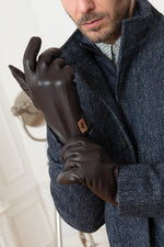 Chocolate leather gloves - Image n°1